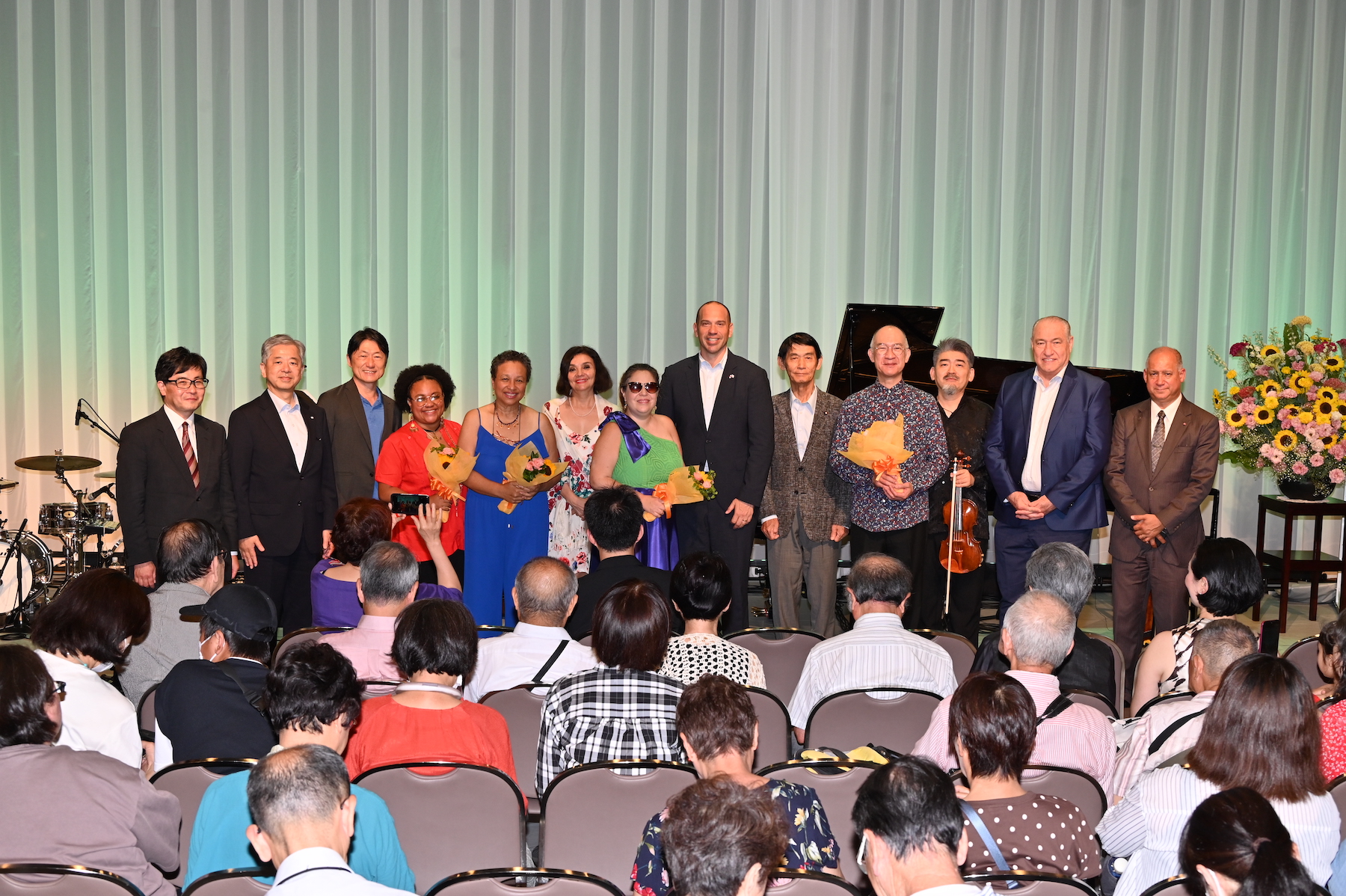 Artists and institutional partners at the close of the Tokyo concert